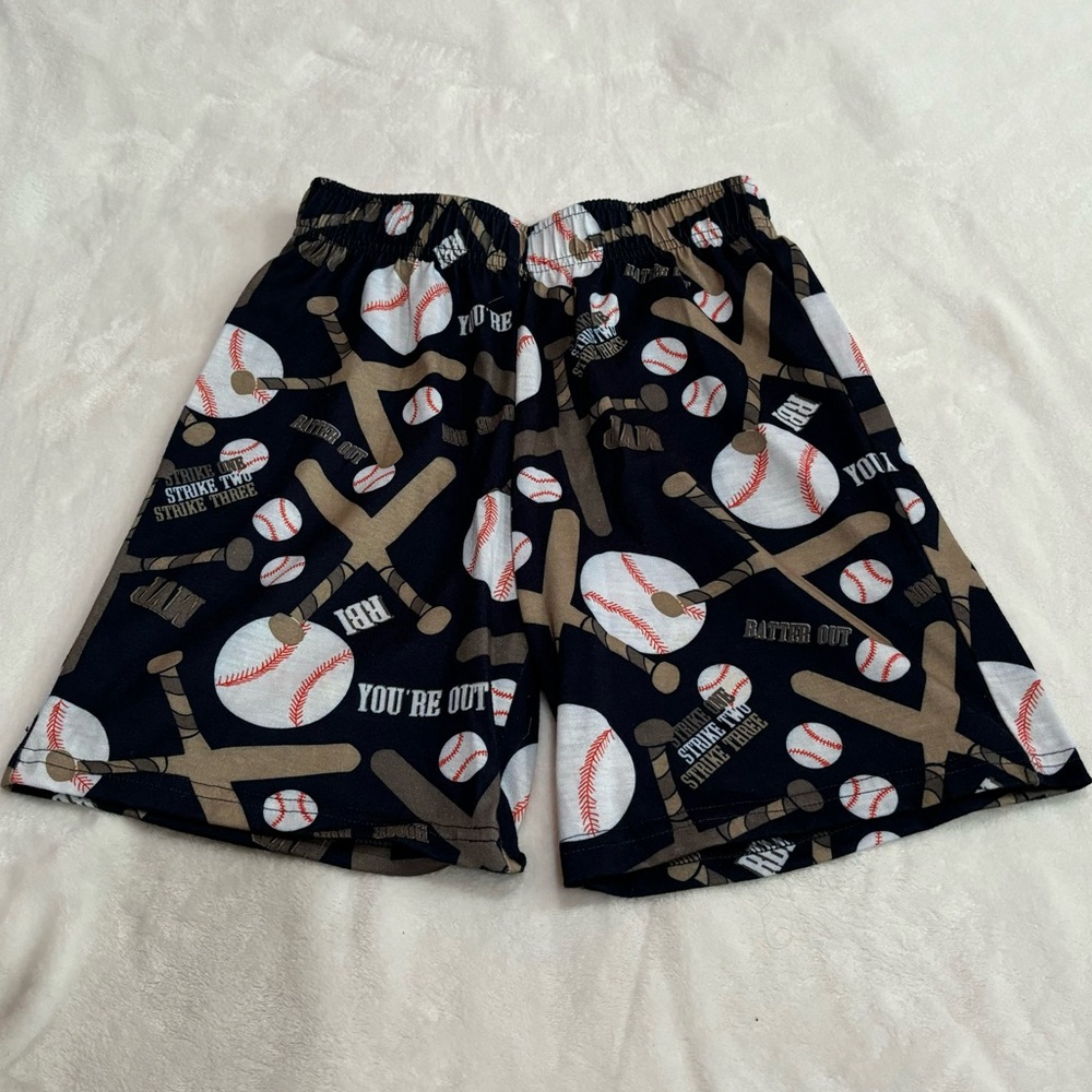 CHEROKEE Boy’s Navy Fleece Sports Pattern PJs Pajamas Shorts - size S (6/7)